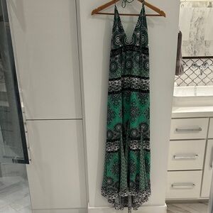 Alice + Olivia Green and Black Halter Maxi Dress, size 6